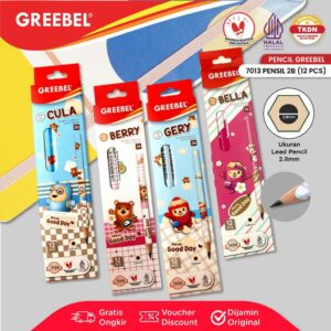 GREEBEL Pensil kayu 2B 7013 Mascott (12PCS/SET) / Pensil Tulis Karakter Graphite Ujian sekolah Pensil Gambar