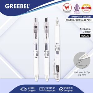 GREEBEL Pulpen Gel / Gel Pen GP-514 Journal 0.5 Hitam (3PCS/SET) / Ballpen Gel Ballpoint Bolpen Bolpoin Pena Gel
