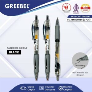 GREEBEL Pulpen Gel / Gel Pen Writec GP-503 0.5 Hitam (3PCS/SET) Ballpen Gel Ballpoint Bolpen Bolpoin Pena Gel