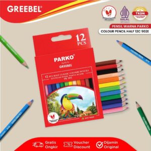 PARKO Pensil Warna 12 Warna / Classic Color (12 HALF 902E) / Colored Pencil / Warna Lebih Nyata