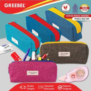 GREEBEL Tempat Pensil (Pencil Bag 0149-4-042) / Kotak Pencil Pen anak lucu cute warna warni / Penyimpanan Alat Tulis