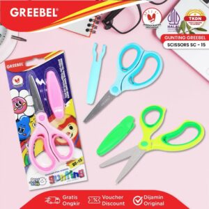 GREEBEL Gunting Scissor Karakter Lucu (SC-15) / Gunting Sekolah Mini Stainless Anti Karat Nyaman Digunakan