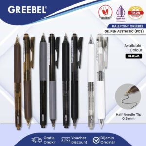 GREEBEL Pulpen Gel / Gel Pen GP-513 Aesthetic 0.5 Hitam (1PCS) / Ballpen Gel Ballpoint Bolpen Bolpoin Pena Gel