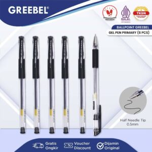 GREEBEL Pulpen Gel / Gel Pen GP-510 Primary 0.5 Hitam (6PCS/SET) Ballpen Gel Ballpoint Bolpen Bolpoin Pena Gel