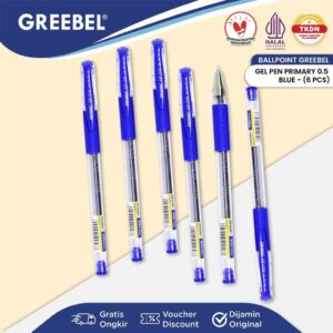 GREEBEL Pulpen Gel / Gel Pen Pen Gel GP-510 Primary 0.5 Biru (6PCS/SET) / Ballpen Gel Ballpoint Bolpen Bolpoin Pena Gel