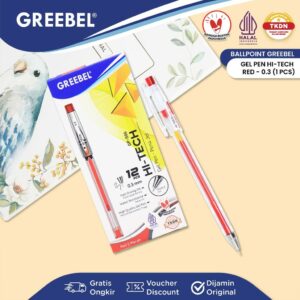GREEBEL Pulpen Gel / Gel Pen GP-506 Hi-Tech 0.3 Merah (1PCS) Ballpen Gel Ballpoint Bolpen Bolpoin Pena Gel