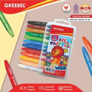 GREEBEL Crayon Krayon Kids 12 Warna XS / Kids Oil Pastel 12XS (KOP12XS) Crayon Set Mewarnai Professional
