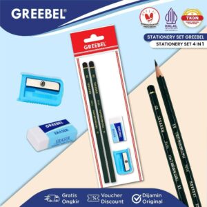 GREEBEL Pensil Tulis Alat Tulis Anak Sekolah (STATIONERY SET 4 IN 1 / PENSIL 2B ) / Stationery Set Paket Alat Tulis