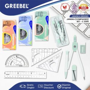 GREEBEL Math Set / Jangka Set Plus Penggaris / Jangka C 3305