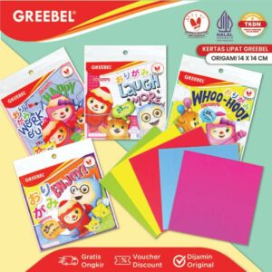 GREEBEL Origami Kertas Lipat / Paper Craft 5 Warna isi 25 Lembar (14X14CM)