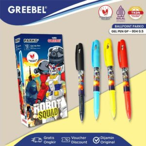 PARKO Pulpen Gel / Gel Pen GP-004 0.5 Hitam (12PCS/SET) / Ballpen Gel Ballpoint Bolpen Bolpoin Pena Gel