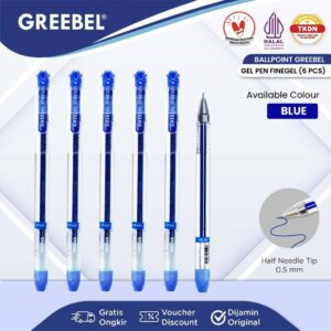GREEBEL Pulpen Gel / Gel Pen FINE GEL-BLUE (6PCS/SET) / Ballpen Gel Ballpoint Bolpen Bolpoin Pena Gel 501