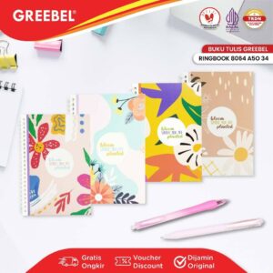 GREEBEL Ringbook 8064 A5O 34 / Agenda / Planner Lucu unik / Buku Catatan Ringbook 64 halaman
