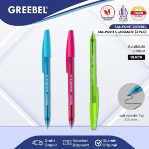 GREEBEL Pulpen Ballpoint / Classmate 0.5 Hitam (3PCS/SET) / Pulpen Greebel / Pena / Ballpen