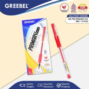 GREEBEL Pulpen Gel / Gel Pen Pen Gel GP-510 Primary 0.5 Merah (1PCS) / Ballpen Gel Ballpoint Bolpen Bolpoin Pena Gel