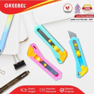 GREEBEL Mini Cutter MC-1001 (1PCS) / Kater Lucu / Cuter karakter / Cutter Unboxing Paket