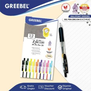 GREEBEL Pulpen Gel / Gel Pen GP-509 Zircon Hitam 0.5 (1PCS) Ballpen Gel Ballpoint Bolpen Bolpoin Pena Gel