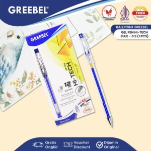 GREEBEL Pulpen Gel / Gel Pen GP-506 Hi-tech Biru 0.3 (1PCS)-Ballpen Gel Ballpoint Bolpen Bolpoin Pena Gel