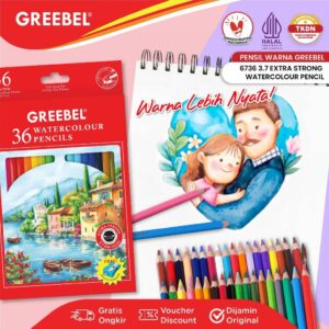 GREEBEL Pensil Warna Watercolor 36 Warna (6736) Pensil warna Aman untuk Anak Mewarnai