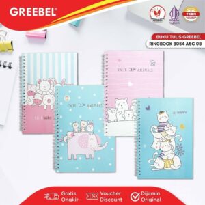 GREEBEL Notebook Buku Tulis Ring (Ringbook 8064 A5C 08) / Buku Tulis Catatan Notebook Buku Ring