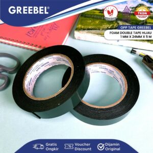 GREEBEL Double Tape Foam / Selotip Foam 1M X 24MM x 5M (PCS) / Isolasi Bolak Balik / Spons Foam