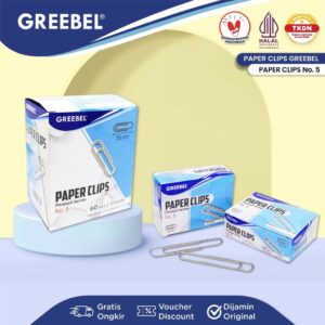 GREEBEL Klip Kertas Paper Clip / Jepitan Kertas Kecil / Klip Kertas Segitiga / Metal Clip / Document Hold NO. 5 (50MM) (BOX)