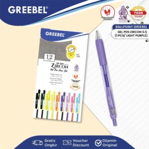 GREEBEL Pulpen Gel / Gel Pen GP-509 Zircon Light Purple 0.5 (1PCS) / Ballpen Gel Ballpoint Bolpen Bolpoin Pena Gel