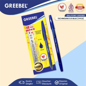 GREEBEL Pulpen Ballpen / Technoline 0.5 Biru (1PCS) / Ballpoint Bolpen Bolpoin Pena Gel