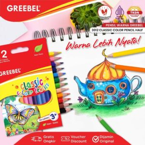 GREEBEL Pensil Warna 12 Warna Half / Classic Color Pencils (3012 Half)