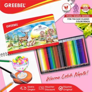 GREEBEL Pensil Warna 36 Warna / Classic Color Tin Case 36 Warna (1736) Colored Pencil / / Warna Lebih Nyata