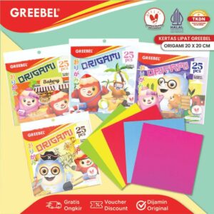 GREEBEL Origami Kertas Lipat / Paper Craft 5 Warna isi 25 Lembar (20X20CM)