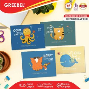 GREEBEL Buku Gambar Sketch Book A4 30 Lembar (10001) Buku Sketsa Drawing Book