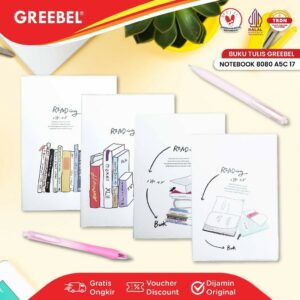 GREEBEL Notebook A5 Buku Diary Aesthetic / Note Book 8080 A5C 17 / Buku Note Binder 80 Halaman / Buku Tulis Lucu Pastel