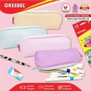 GREEBEL Kotak Pensil Lucu / Pensil Case Aesthetic / Tempat Pensil Pastel / Pensil Bag Oval 0319-34