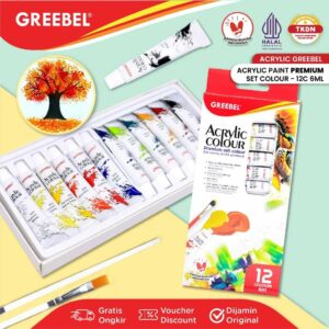 GREEBEL Cat Lukis Akrilik / Acrylic Colour Kanvas 6ml (12WARNA X 6 ML) / Acrylic Paint Color Cat Melukis