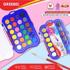 GREEBEL Cat Air Padat Cat Lukis Set Watercolor Cake 24 Warna