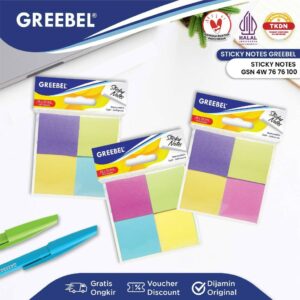 GREEBEL Sticky Note / Catatan Notepad Kertas Catatan 100 Lembar (4W 7676100) Note Memo Alat Tulis Kantor