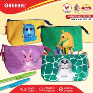 GREEBEL Kotak Pensil Puch Lucu / Tempat Pensil (POUCH 0221-18) / Pencil Case / Pensil Bag Anak Sekolah