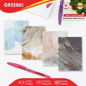 GREEBEL Ringbook Buku Diary Aesthetic / Ringbook 8080 A50 06 / Buku Note Binder 80 Halaman / Buku Tulis Lucu Pastel