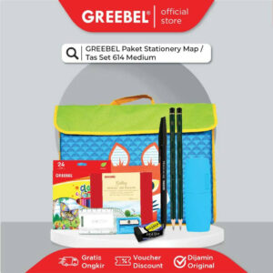 GREEBEL Paket Alat Tulis Mewarnai (PAKET 614 Medium)-Tas Alat Tulis Lengkap Krayon Pensil Warna Pulpen Pensil Kotak Pensil
