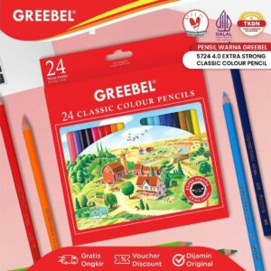 GREEBEL Pensil Warna anak 5724-4.00 MM CLASSIC (IIS 24) / Coloring Pencils cerah tdk berdebu aman non toxic
