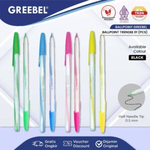 GREEBEL Pulpen Ballpen / Trendee 01 Hitam (1PCS) / Ballpoint Bolpen Bolpoin Pena Gel