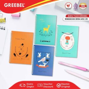 GREEBEL Notebook Buku Tulis Ring (Ringbook 8064 A5C 29) / Buku Tulis Catatan Notebook Buku Ring