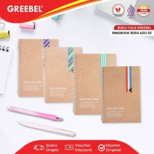 GREEBEL Notebook Buku Tulis Ring (Ringbook 8064 A5O 30) / Buku Tulis Catatan Notebook Buku Ring