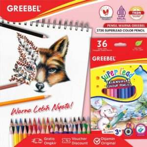 GREEBEL Pensil Warna 36 Warna / Super Lead Colored Pencil (3736) / Warna Lebih Nyata