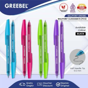 GREEBEL Pulpen Ballpoint / Classmate 0.5 Hitam (PCS) / Pulpen Greebel / Pena / Ballpen