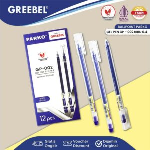 PARKO Pulpen Gel / Gel Pen GP-002 0.4 Tinta BIRU 12PCS / BALLPEN BALLPOIN Gel Pen