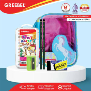 GREEBEL Paket Alat Tulis 1802 / Stationery set / Tas Sekolah Anak / Paket Belajar Sekolah / Pensil Crayon Penghapus Rautan
