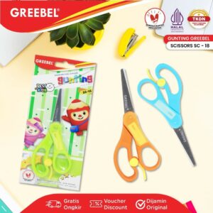 GREEBEL Gunting Scissor Karakter Lucu (SC-18) / Gunting Sekolah Mini Stainless Anti Karat Nyaman Digunakan
