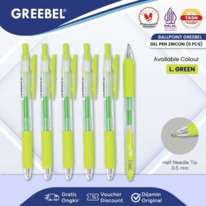 GREEBEL Pulpen Gel / Gel Pen GP-509 Zircon Light Green 0.5 (6PCS/SET) / Ballpen Gel Ballpoint Bolpen Bolpoin Pena Gel